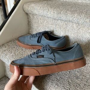Vans Authentic Indie Skater Sneakers in blue canvas with gum rubber outsole